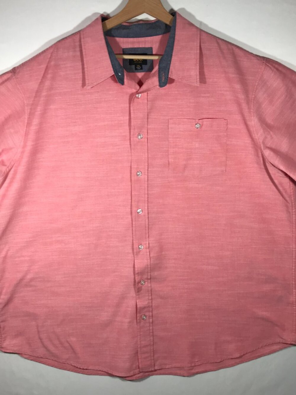 Lee Men's 2XL Pink 100% Cotton Button Up Short Sleeve Shirt